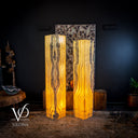 Golden Cloud Onyx Floor Lamp - Pair - Large - 63-67"H x 12-12"W - Square