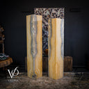 Golden Cloud Onyx Floor Lamp - Pair - Large - 63-67"H x 12-12"W - Square