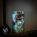 Fluorite Table Lamp - 12.5" Tall, 5"x5" Live Edge Square - (Small #18)