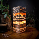 Tangerine Sierra Onyx Lamp (Medium Square Table Lamp #1)
