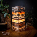 Tangerine Sierra Onyx Lamp (Medium Square Table Lamp #1)