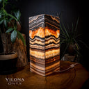 Tangerine Sierra Onyx Lamp (Medium Square Table Lamp #2)