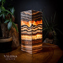 Tangerine Sierra Onyx Lamp (Medium Square Table Lamp #2)