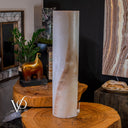White Ice Onyx Floor Lamp - Small - 39.5"H x 9.5"W - Cylinder - #1